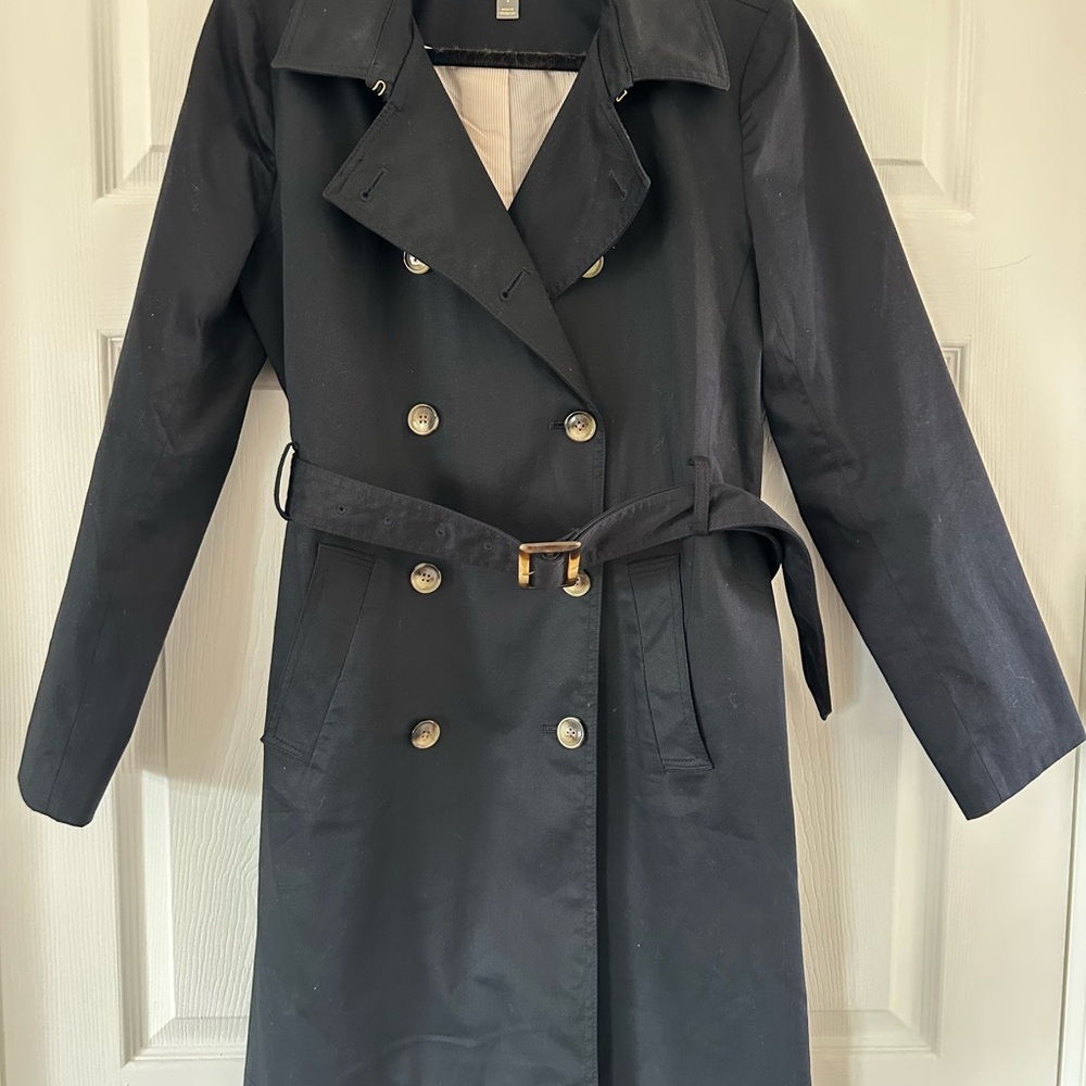 Style & Co. Black Double-Breasted Trench Coat with Belt